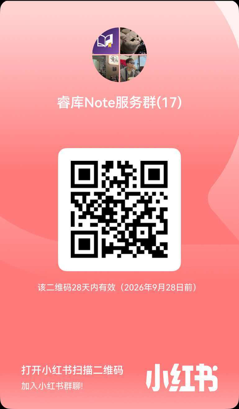 睿库Note 小红书用户群二维码